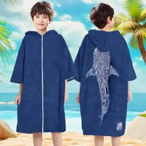 Suede Kids Hooded Towel SKU-04-Zipper-Children's Whale Shark (recommended height 125_155cm)