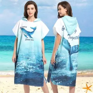 Microfiber Surf Poncho Towel Hooded SKU-05-Tail Whale