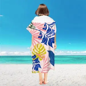 Microfiber Surf Changing Towel Ponchos SKU-14-Colorful big leaves