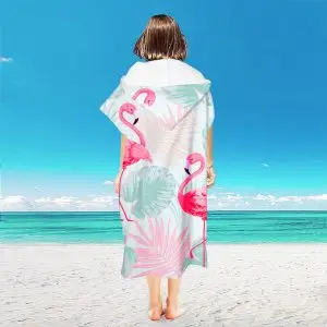 Microfiber Hooded Surf Ponchos SKU-17-Flamingo