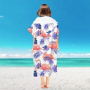 Microfiber Surf Towels Changing Poncho SKU-19-Flamingo Purple Leaf