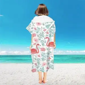Microfiber Towel Ponchos SKU-20-Flamingo fine leaves