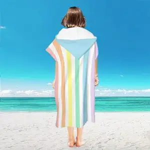 Microfiber Hoodie Towel SKU-22-Colorful vertical stripes