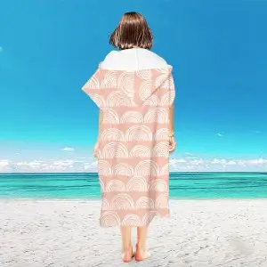 Microfiber Changing Robe Surf Ponchos SKU-25-Beige Rainbow