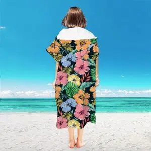 Microfiber Poncho Towel SKU-30-Tropical Flowers