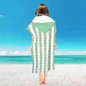 Microfiber Changing Ponchos SKU-31-Flower vertical stripes green