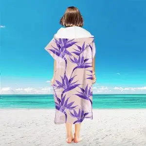 Microfiber Bathrobe Surf Poncho SKU-34-Purple Iris