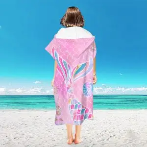 Surf Poncho Towel Hooded Wholesale SKU-38-Mermaid Fishtail Pink