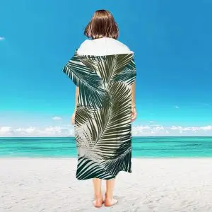 Poncho Surf Swimming Towels Wholesale SKU-40-Dark green fine leaves