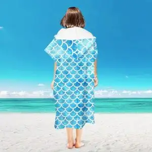 Surf Changing Poncho Wholesale SKU-41-Blue fish scales