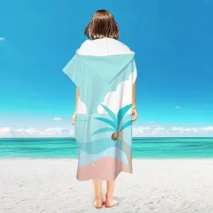 Surf Ponchos Wholesale SKU-44-Powder blue coconut tree