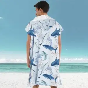 Surf Changing Towel Poncho Wholesale SKU-46-White Shark