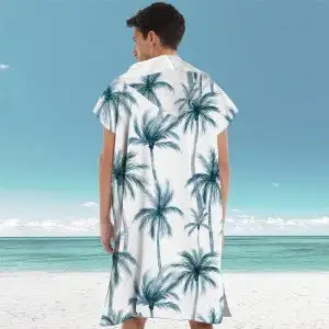 Microfiber Hooded Poncho Changing Robe SKU-75-Ink Coconut Tree