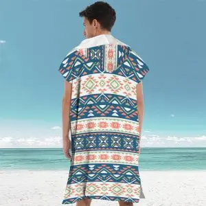 Soft Microfiber Changing Robe SKU-77-Orange ethnic horizontal stripes
